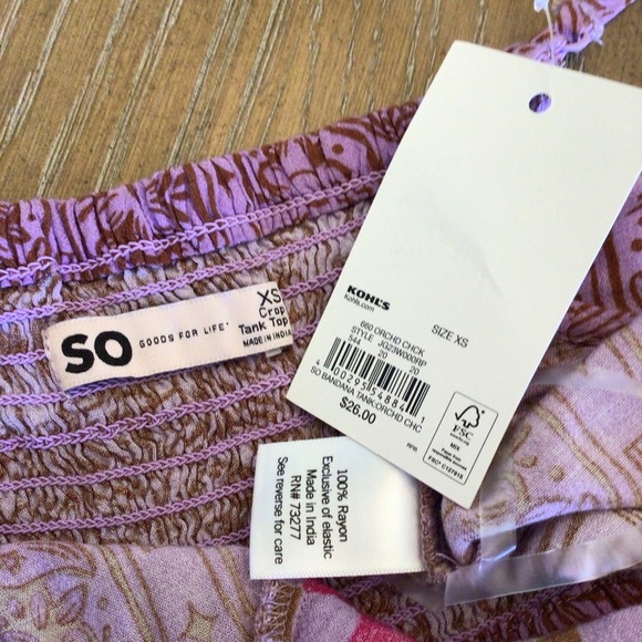 SO Juniors Pink Lavender Floral Checked Contrast Bandana Crop Tank Top Size XS - Picture 4 of 5